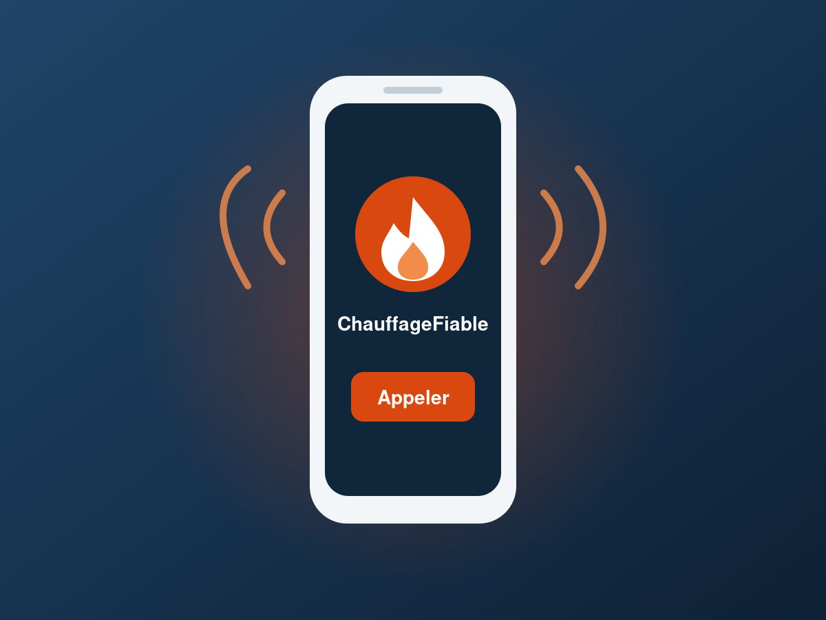 Téléphone avec bouton Appeler : illustration du contact ChauffageFiable